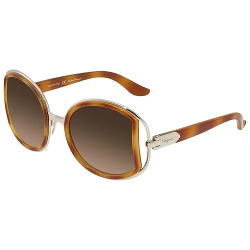 Kính Mát Salvatore Ferragamo Brown Gradient Oval Ladies Sunglasses SF719S21252