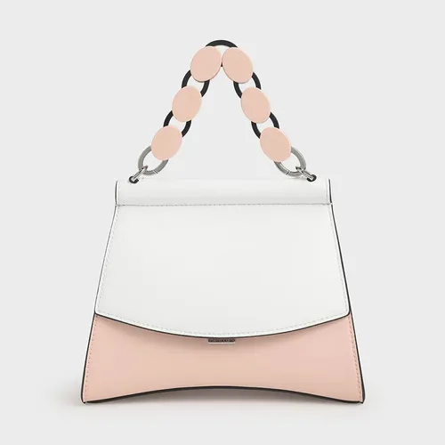 Túi Cầm Tay Nữ Charles & Keith CNK Acrylic Handle Sculptural Bag CK2-50781168 Màu Trắng - Hồng
