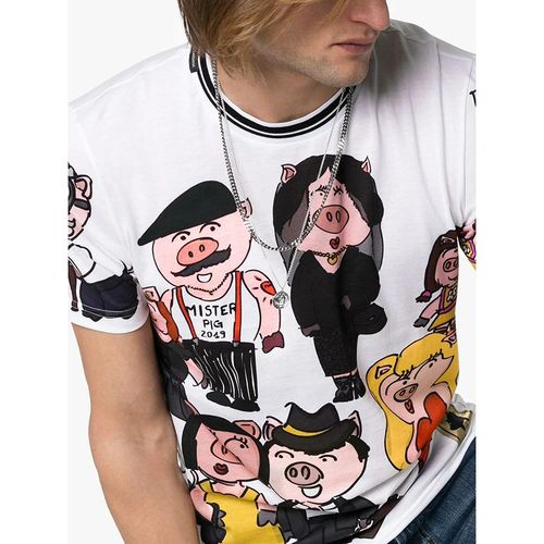 Áo Phông Dolce & Gabbana Pig Family Short Sleeved T-Shirt Màu Trắng-4