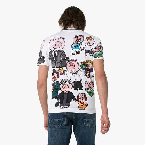 Áo Phông Dolce & Gabbana Pig Family Short Sleeved T-Shirt Màu Trắng-5