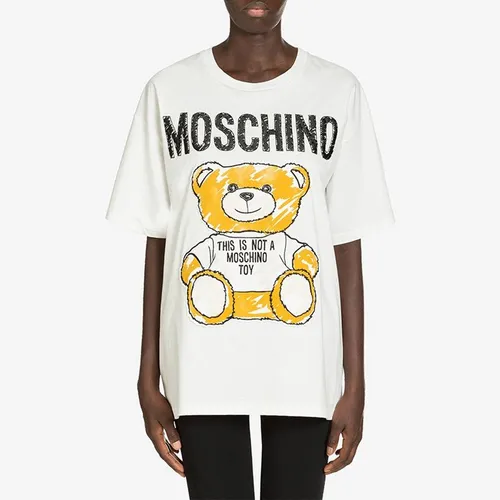 Áo Phông Moschino Brushstroke Teddy Bear Women Short Sleeves T-Shirt White