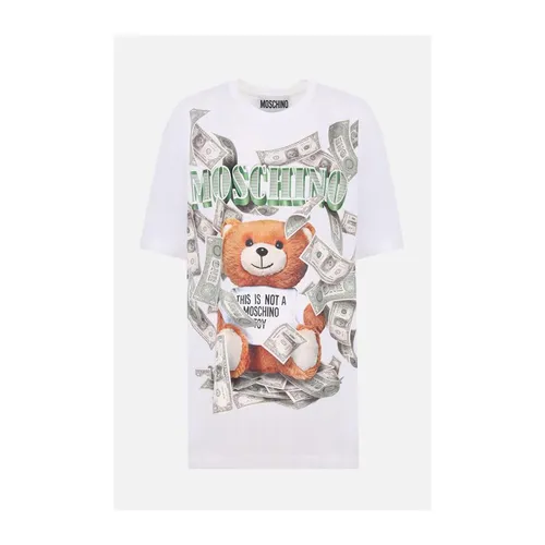 Áo Phông Moschino Dollar Teddy Bear Print Jersey Oversized T-Shirt Màu Trắng