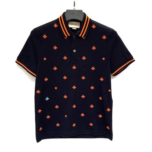 Áo Polo Gucci Bee-Embroidered Slim-Fit Stretch-Cotton New SS2019 Màu Đen