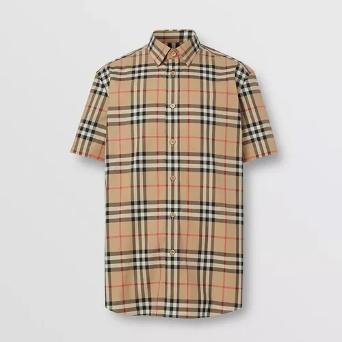 Áo Sơ Mi Burberry Short-sleeve Check Cotton Poplin Shirt Size XS