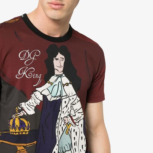 Áo Thun Dolce & Gabbana DG King Print Cotton T-Shirt Màu Đỏ Phối Họa Tiết-2