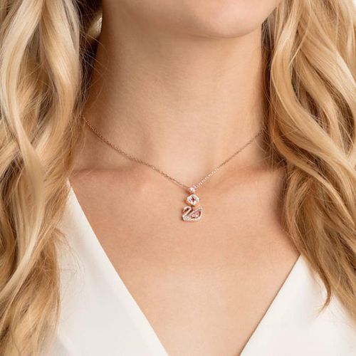 Dây Chuyền Swarovski Dazzling Swan Y Necklace Multi-Colored Rose-Gold Tone Plated 5473024-4