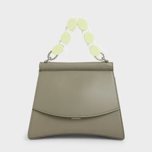 Túi Cầm Tay Nữ Charles & Keith CNK Acrylic Handle Sculptural Bag 50781168 Màu Xám