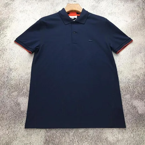 Thời trang Lacoste Áo thun cổ bẻ - Áo Phông Lacoste Màu Xanh Navy Viền Đỏ - Vua Hàng Hiệu