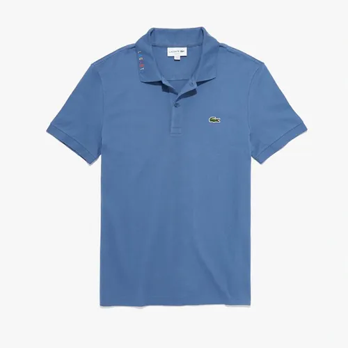 Thời trang Xanh Blue Áo Polo Cotton - Áo Polo Lacoste Men's Slim Fit Multicolored Signature Stretch Pique Polo Màu Xanh Blue - Vua Hàng Hiệu