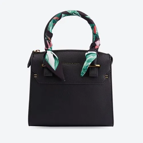 Túi Cầm Tay Nữ Charles & Keith CNK Scarf Wrapped Top Handle Bag Ck2-50780817-2 Màu Đen
