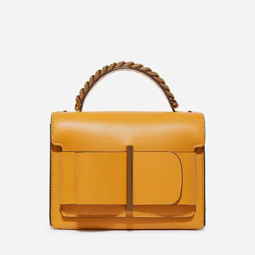 Túi Cầm Tay Nữ Charles & Keith CNK Arco Hebilla Cadena Top Handle Bag Bolsa Transversal 50680795-1 Màu Vàng