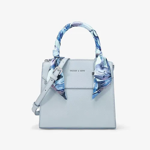Túi Cầm Tay Nữ Charles & Keith CNK Scarf Wrapped Top Handle Bag 50780817-2 Màu Xanh Blue