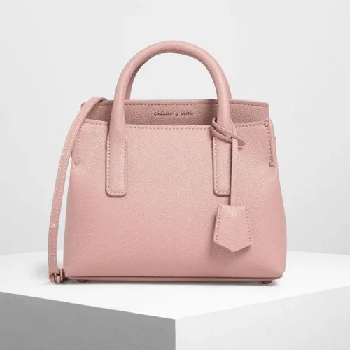 Túi Xách Tay Nữ Charles & Keith CNK Tuck-In Flap Structured CK2-30270316-1 Màu Hồng