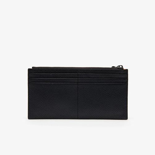 Ví Lacoste Men's Altitude Striped Zip Pull Large Grained Leather Wallet Màu Đen-1
