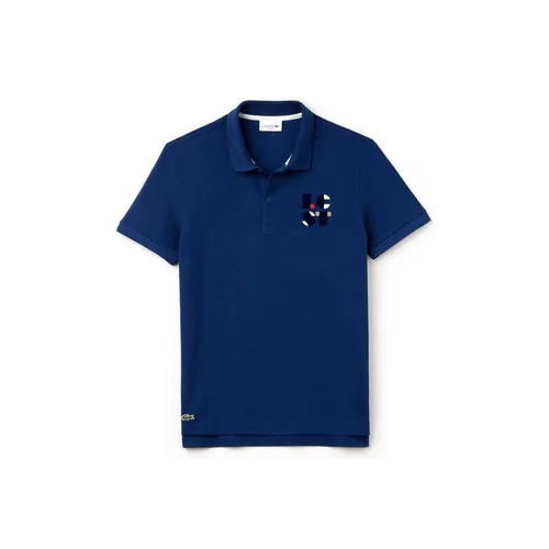 Áo Lacoste Men's Regular Fit LCST Lettering Petit Piqué Polo Shirt Màu Xanh Size XS