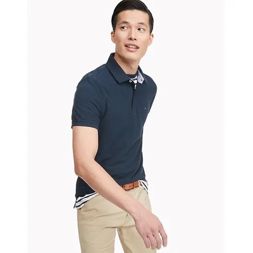 Thời trang Tommy Hilfiger Áo Polo - Áo Polo Tommy Hilfiger Slim Fit Essential Solid Stretch Polo Màu Xanh Navy - Vua Hàng Hiệu