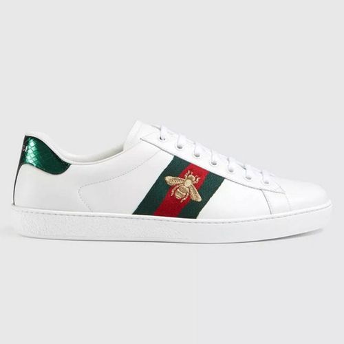 Giày Gucci Ace Embroidered Sneaker White Leather With Bee Màu Trắng Size 39-5