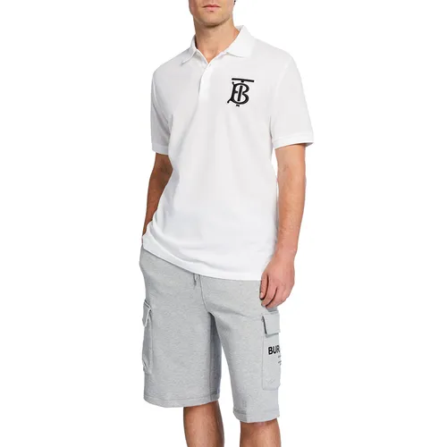 Áo Phông Burberry Men's Logo-Patch Polo Shirt Màu Trắng
