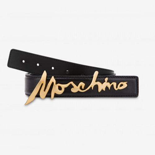 Thắt Lưng Moschino Calfskin Belt With Signature Logo Màu Đen-1