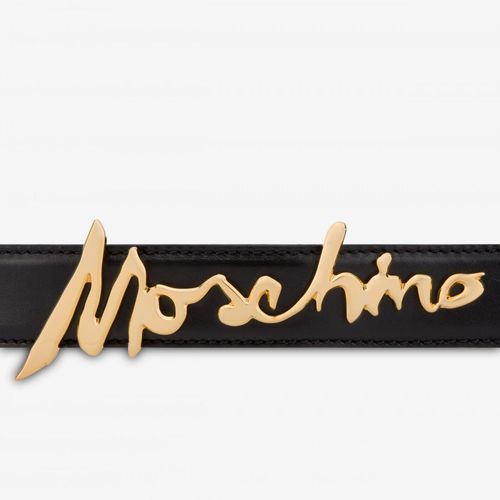 Thắt Lưng Moschino Calfskin Belt With Signature Logo Màu Đen-4