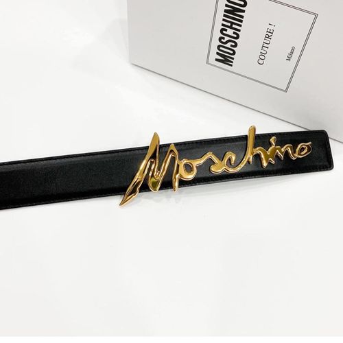 Thắt Lưng Moschino Calfskin Belt With Signature Logo Màu Đen-5