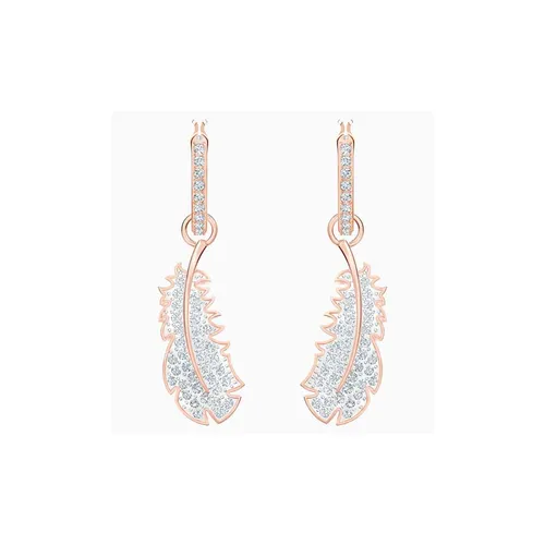 Khuyên Tai Swarovski Nice Hoop Pierced Earrings, White, Rose-Gold Tone Plated