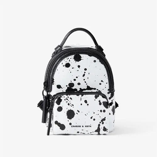 Balo Nữ Charles & Keith CNK Printed Double Zip Backpack CK2-60150928 Màu Trắng