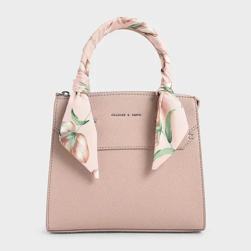 Túi Xách Nữ Charles & Keith CNK Scarf-Wrapped Top Handle Bag Màu Hồng