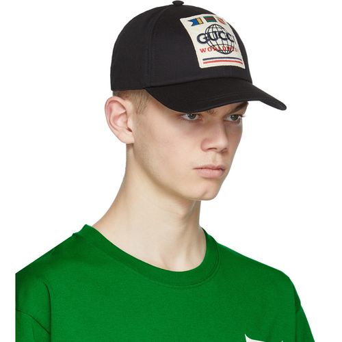 Mũ Gucci Worldwide Patch Baseball Hat Màu Đen-1