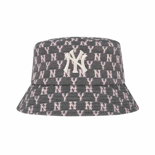 Mũ MLB Monogram Blue Jacquard Bucket Hat New York Yankees 32CPHV011-50L Màu Xám