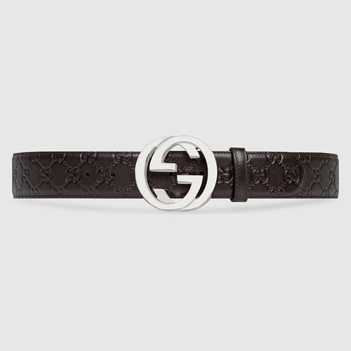 Thắt Lưng Gucci Signature leather belt Màu Nâu Size 85