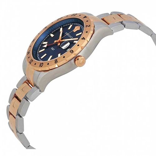 Đồng Hồ Nam Versace Hellenyium GMT Blue Dial Men's Watch V11060017 42mm Màu Vàng Hồng-Bạc-3
