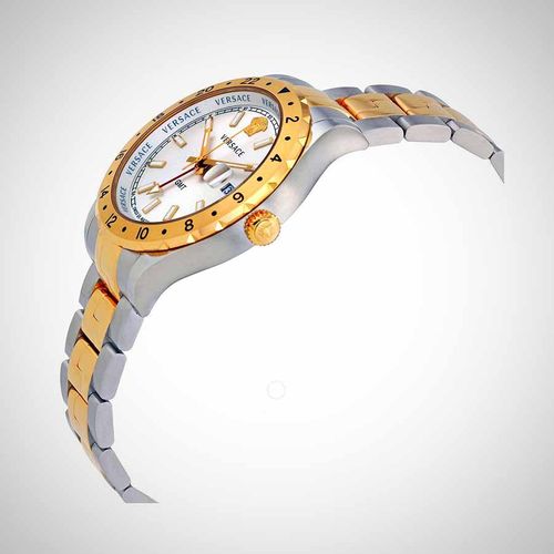 Đồng Hồ Nam Versace Hellenyium GMT Silver Dial Men's Watch V11030015 42mm Màu Demi (Trắng-Vàng)-2