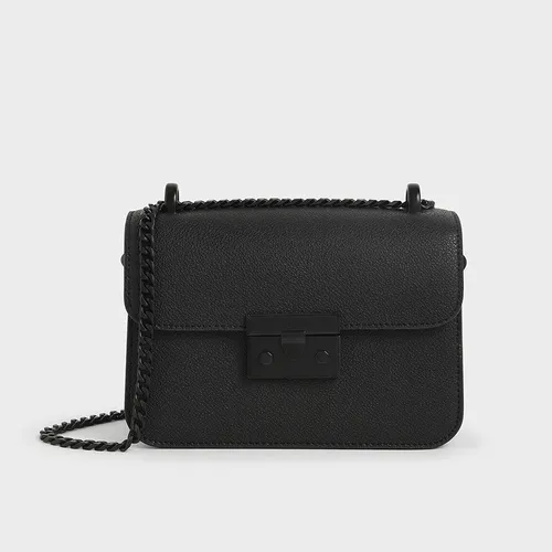 Túi Nữ Charles & Keith CNK Classic Push-Lock Crossbody Bag 80701088-4 Màu Đen