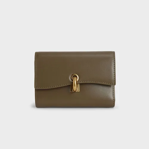 Ví Nữ Charles & Keith CNK Turn-Lock Fold Wallet 10680888 Màu Nâu Rêu
