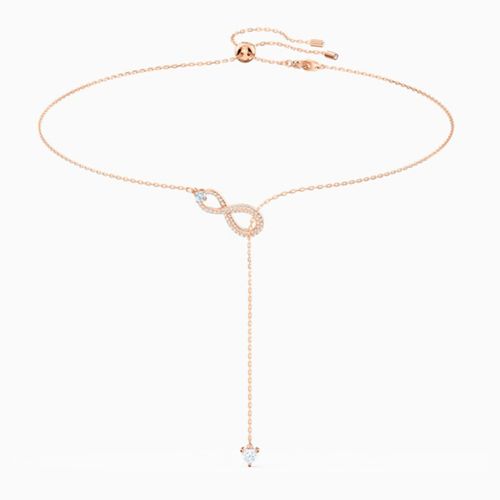 Dây Chuyền Swarovski Infinity Y Necklace, White, Rose-Gold Tone Plated 5521346