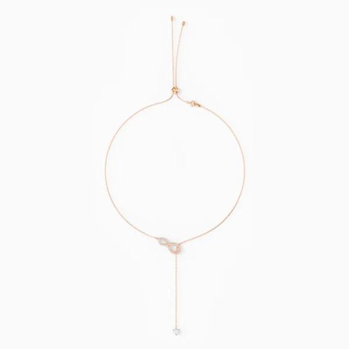 Dây Chuyền Swarovski Infinity Y Necklace, White, Rose-Gold Tone Plated 5521346-3