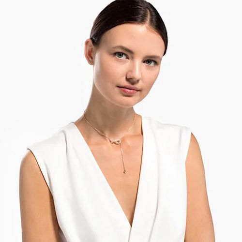 Dây Chuyền Swarovski Infinity Y Necklace, White, Rose-Gold Tone Plated 5521346-4