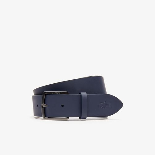 Thắt Lưng Lacoste Men's Engraved Buckle And Crocodile Smooth Leather Belt Màu Xanh Navy