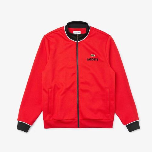 Áo Khoác Men's Lacoste Sport Contrast Accents Print Zip Sweatshirt Màu Đỏ