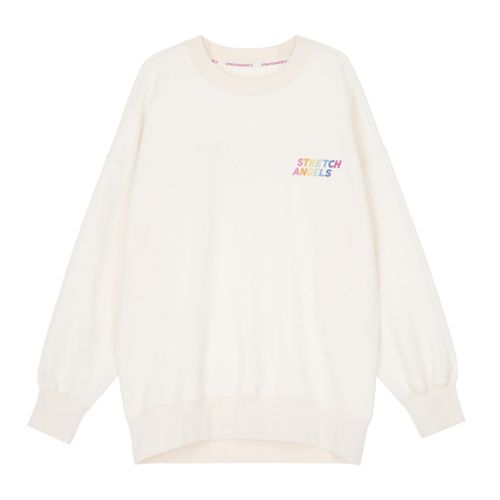 Áo Nỉ Sweater Stretch Angels Over-fit Sweat Shirt  Off White SRMT01041-OW Màu Trắng Size S