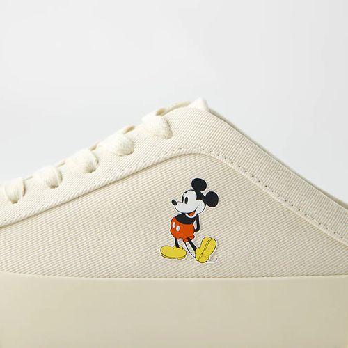 Giày Zara Hở Gót In Hình Chuột Mickey - Disney Màu Trắng Sữa Size 38-4