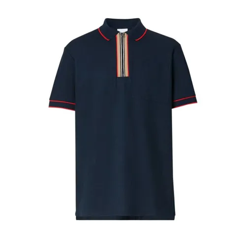 Áo Polo Burberry Icon Stripe Zipped Polo Shirt Màu Xanh Than - Thời trang - Vua Hàng Hiệu