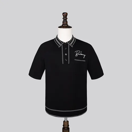 Áo Polo Burberry logo-Embroidered Silk-Blend Knitted Màu Đen - Thời trang - Vua Hàng Hiệu