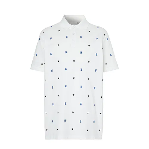 Áo Polo Burberry Star And Monogram Embroidered Polo Shirt Màu Trắng Size XS - Thời trang - Vua Hàng Hiệu