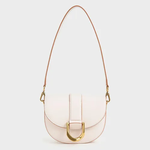 Túi Xách Nữ Charles & Keith CNK Gabine Saddle Bag CK2-80781454 Mini Pink Màu Hồng Nhạt Size 18cm