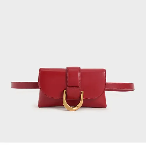 Túi Xách Nữ Charles & Keith CNK Metallic Buckle Crossbody Bag 80701096 Màu Đỏ