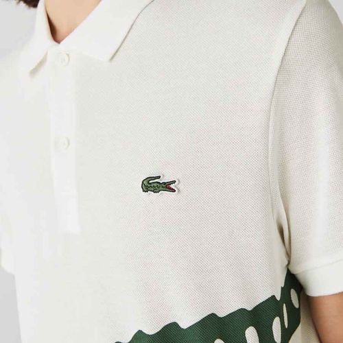 Áo Polo Men's Lacoste Regular fit Oversized Crocodile Print Polo Shirt Màu Trắng Size S-3