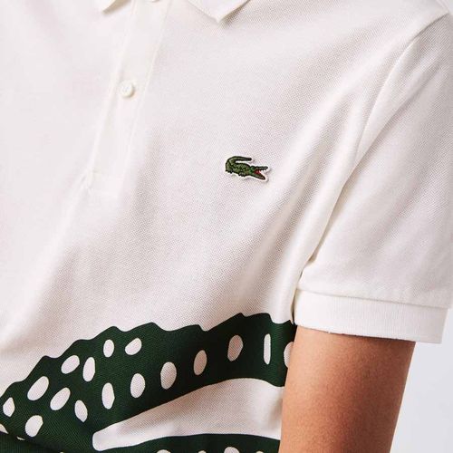 Áo Polo Men's Lacoste Regular fit Oversized Crocodile Print Polo Shirt Màu Trắng Size S-4