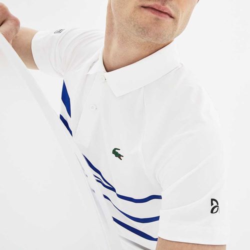 Áo Lacoste Men's Sport Novak Djokovic Collection Tech Jersey Polo Màu Trắng Kẻ Xanh-2